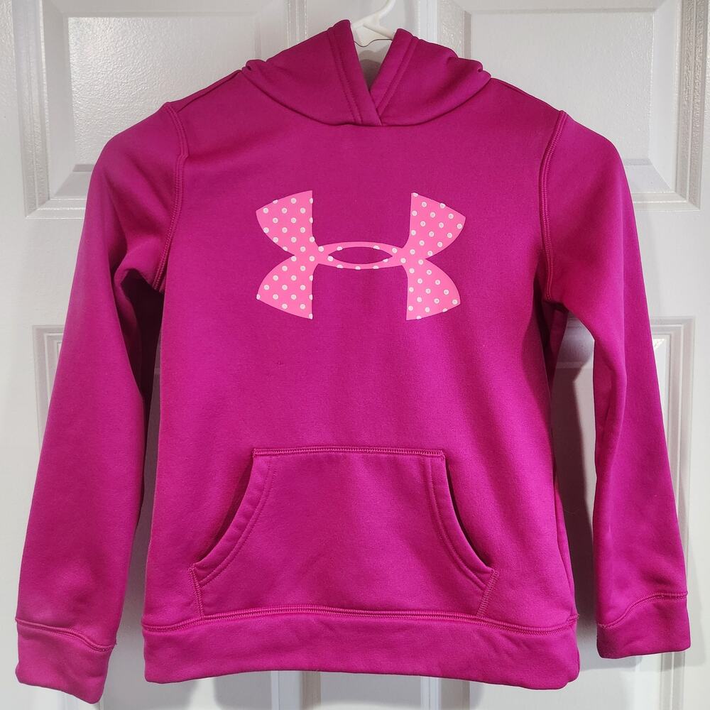 Girls Under Armour Cold Gear Hoodie Fuchsia Hot Pink Youth Small